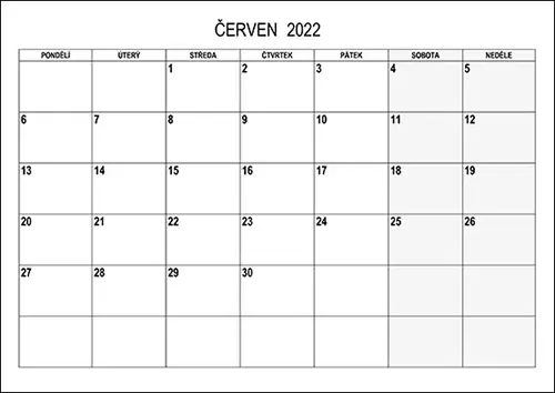 Stáhněte si kalendář červen 2022 Stáhněte si kalendář červen 2022