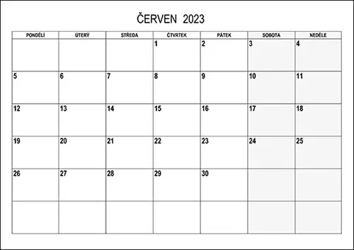 Stáhněte si kalendář červen 2023