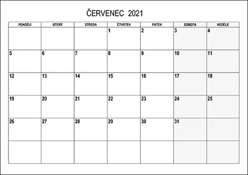 Stáhněte si kalendář červenec 2021