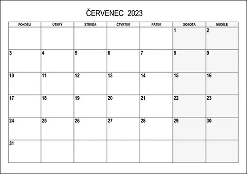 Stáhněte si kalendář červenec 2023