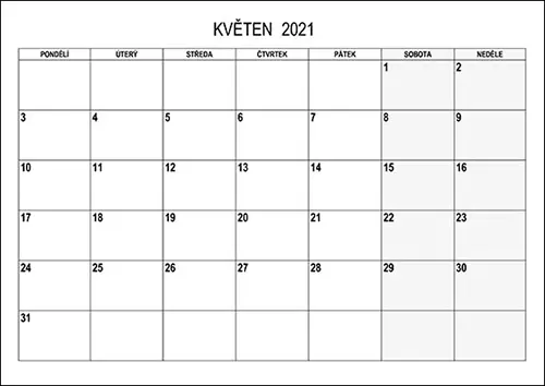 Stáhněte si kalendář květen 2021