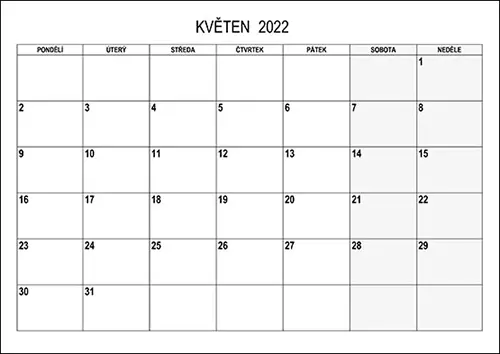Stáhněte si kalendář květen 2022 Stáhněte si kalendář květen 2022