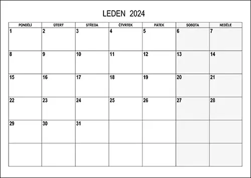 Stáhněte si kalendář leden 2024