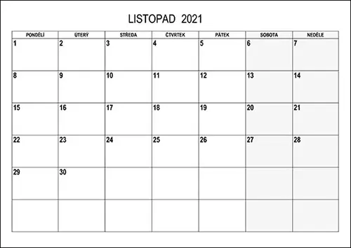 Stáhněte si kalendář listopad 2021