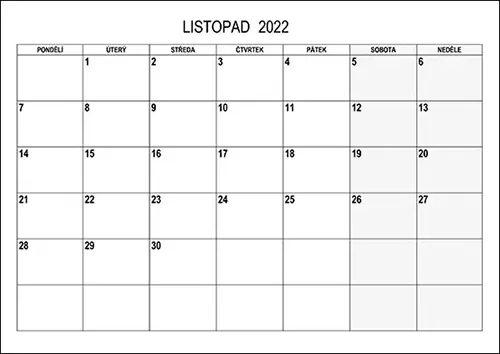 Stáhněte si kalendář listopad 2022