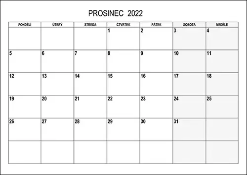 Stáhněte si kalendář prosinec 2022