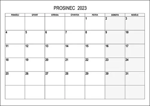 Stáhněte si kalendář prosinec 2023 Stáhněte si kalendář prosinec 2023