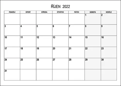 Stáhněte si kalendář říjen 2022