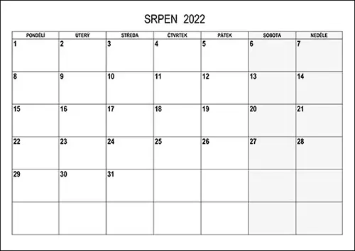 Stáhněte si kalendář srpen 2022