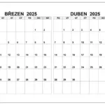 Kalendář březen, duben 2025 Kalendář březen duben 2025