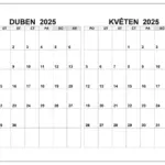Kalendář duben, květen 2025 Kalendář duben květen 2025