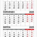 kalendář červen červenec srpen 2025
