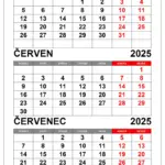 kalendář květen červen červenec 2025