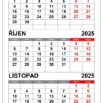 Kalendář září, říjen, listopad 2025 kalendář září říjen listopad 2025